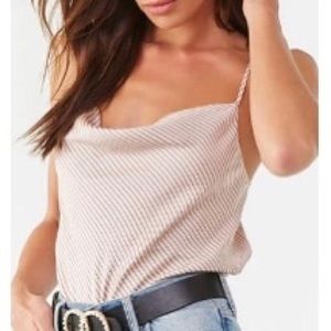 Forever 21 red white satin stripe cami